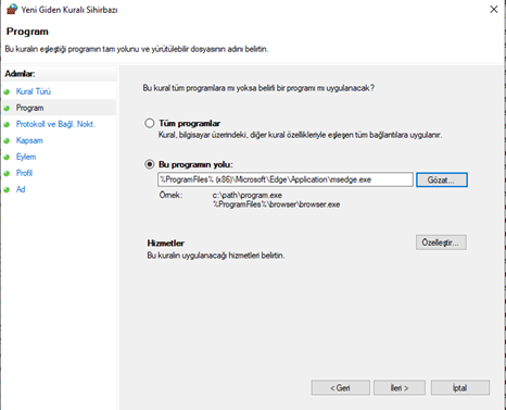 windows güvenlik duvarı kapatma açma