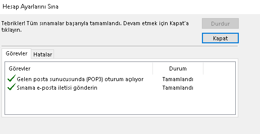 outlook ayarları
