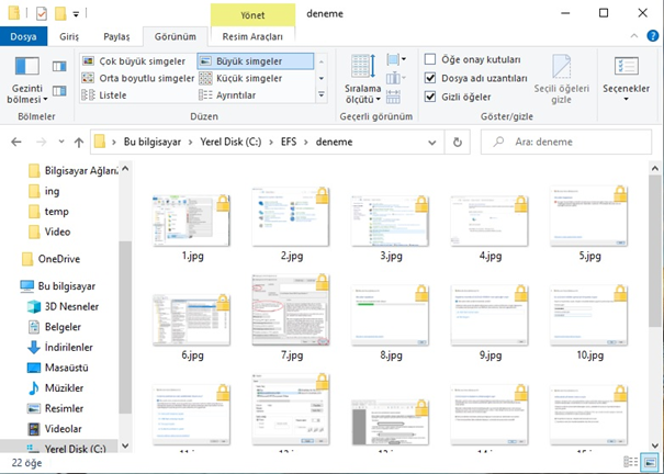 Windows dosya şifreleme - EFS