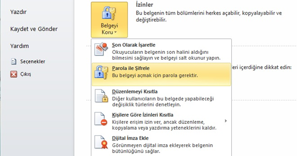 Microsoft office dosya şifreleme ve klasör şifreleme