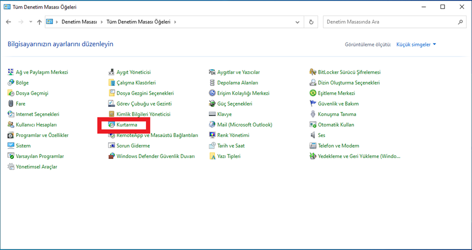 Windows 10 için Geri Yükleme Noktası Oluşturma